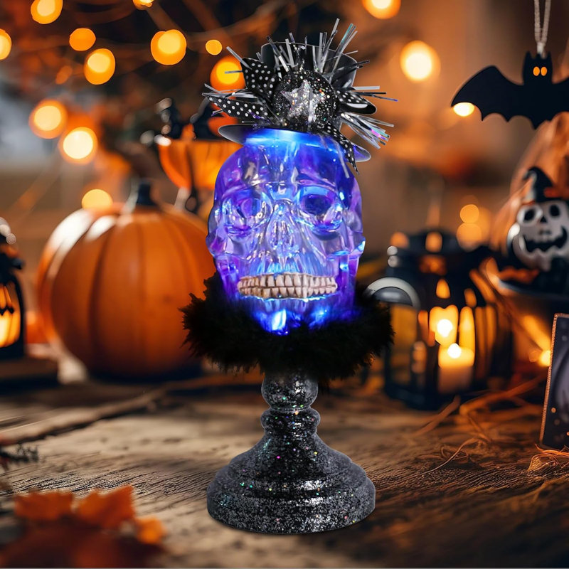 Human Skull Light Halloween Decorations Halloween Skull Night Lights gothic Skull Night Lamp breathing Mode Decor For Room Kitchen Hallway